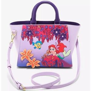 The Little Mermaid Purple Floral Handbag - BoxLunch Exclusive